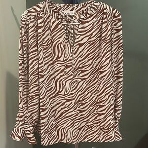 Madison Brown and White Zebra Print Blouse